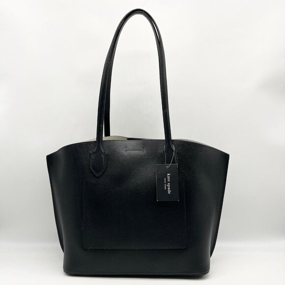 Kate Spade Black Crossgrain Leather Suite Work Tote Bag - Picture 2 of 12